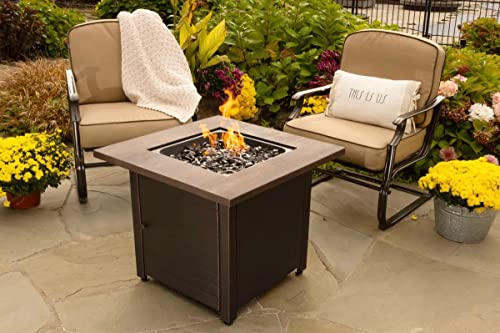 Endless Summer, The Spencer, Square 30" Outdoor Propane Fire Pit, Includes Black Fire Glass, Table Insert, & Protective Cover