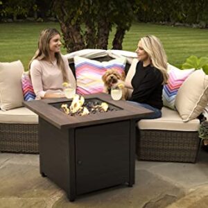 Endless Summer, The Spencer, Square 30" Outdoor Propane Fire Pit, Includes Black Fire Glass, Table Insert, & Protective Cover