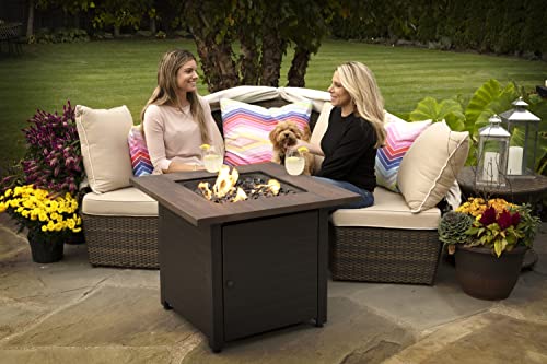 Endless Summer, The Spencer, Square 30" Outdoor Propane Fire Pit, Includes Black Fire Glass, Table Insert, & Protective Cover