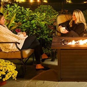 Endless Summer, The Spencer, Square 30" Outdoor Propane Fire Pit, Includes Black Fire Glass, Table Insert, & Protective Cover