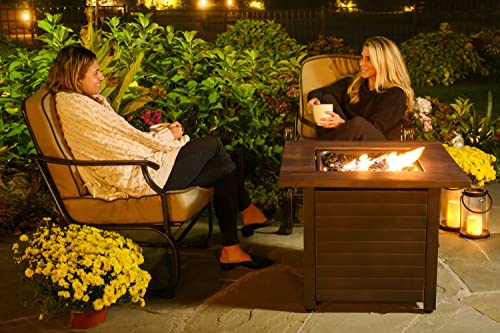 Endless Summer, The Spencer, Square 30" Outdoor Propane Fire Pit, Includes Black Fire Glass, Table Insert, & Protective Cover