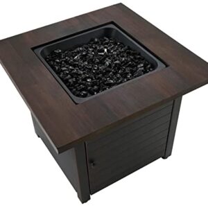 Endless Summer, The Spencer, Square 30" Outdoor Propane Fire Pit, Includes Black Fire Glass, Table Insert, & Protective Cover