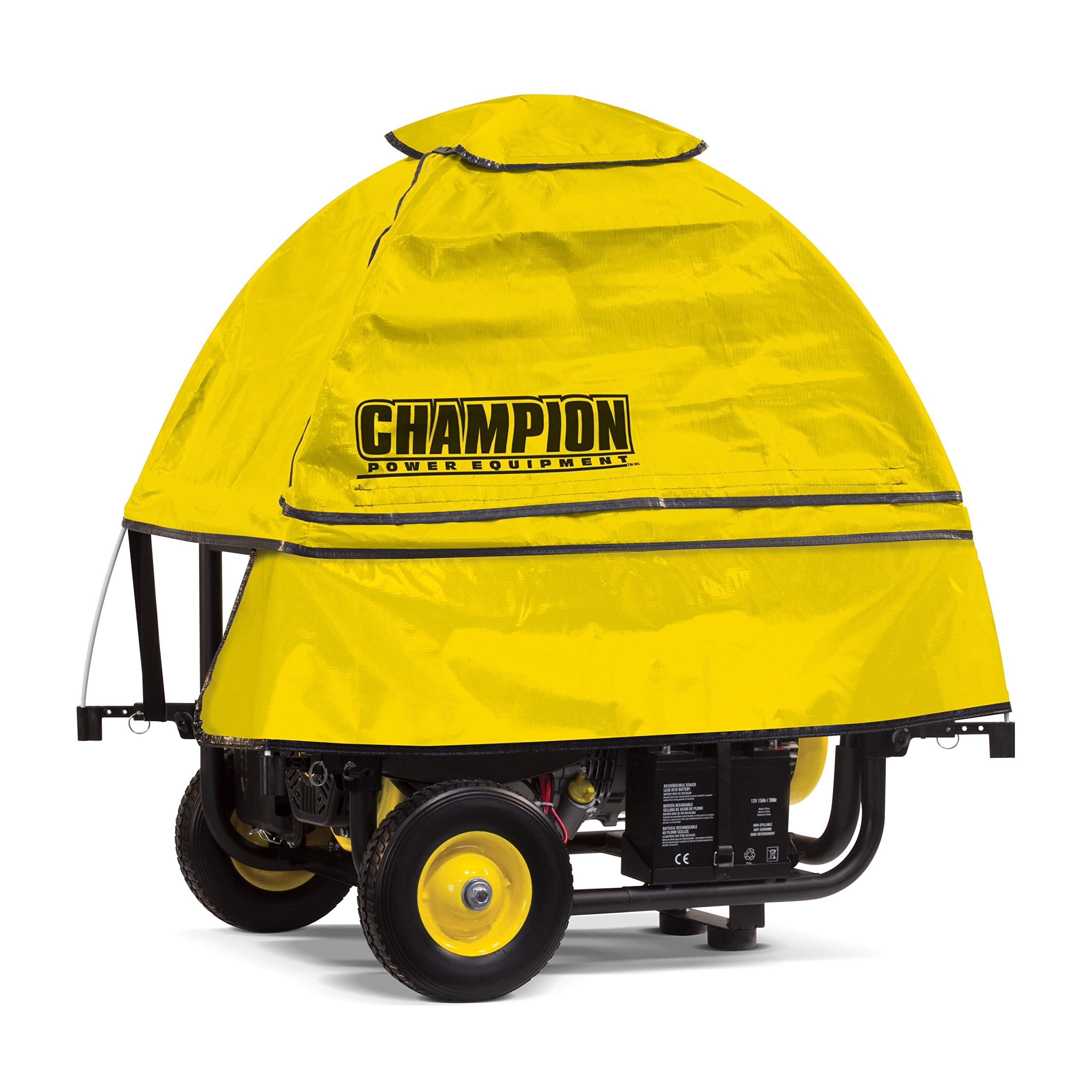 Champion Storm Shield Severe Weather Portable Generator Cover & 48034 25 ft. 30A 125V Generator Power 3750 Watts (L5-30P to Three 5-15R) Extension Cord, Yellow