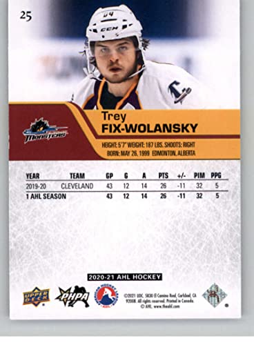 2020-21 Upper Deck AHL #25 Trey Fix-Wolansky Cleveland Monsters RC Rookie Hockey Trading Card