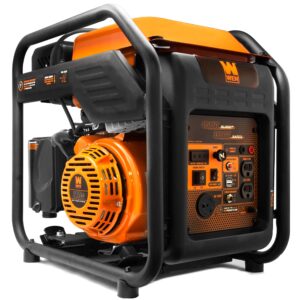 WEN GN400i RV-Ready 4000-Watt Open Frame Inverter Generator, CARB Compliant, Black/orange & GNA50i 50-Amp 6000-Watt Parallel Connection Kit for Inverter Generators, Black