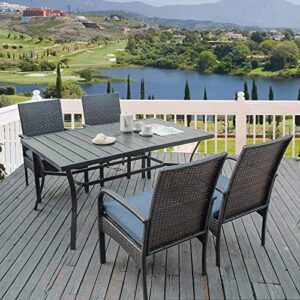 VOYSIGN Outdoor Wicker Dining Chairs, Patio Rattan Dining Chairs, Restaurant Chair with Removable Cushions, Firepit Armchair w/Armrests Set of 2