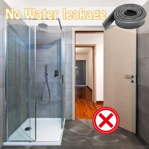 2 Rolls Frameless Shower Door Bottom Seal 36 Inch Gray Silicone Shower Door Side Seal Strip Under Door Sweep Bottom Replacement Seal for Home Bathroom