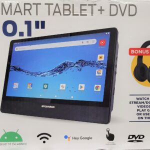 SYLVANIA 10.1 inch Quad Core Tablet/Portable DVD Player 1GB/16GB with Headphones SLTDVD1024-COMBO (Renewed)