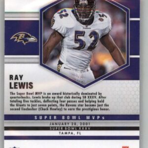 2021 Panini Mosaic #290 Ray Lewis Baltimore Ravens Super Bowl MVP Official NFL Football Trading Card in Raw (NM or Better) Condition