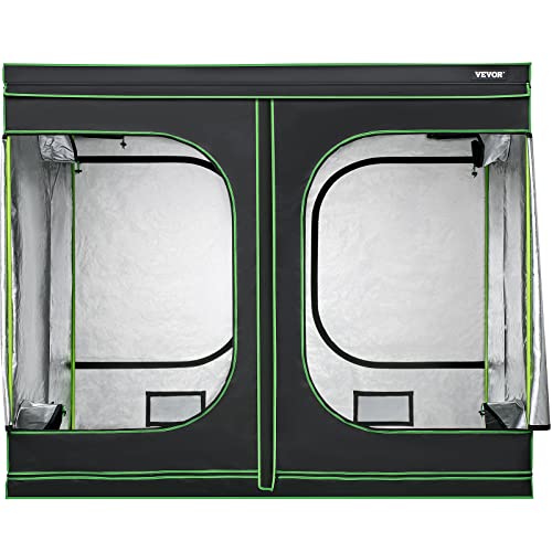 VEVOR Grow Tent, 96" x 48" x 80" Hydroponics Mylar Grow Room with Observation Windows and Removable Floor Tray, 100% Lightproof Large Grow Closet for Indoor Plants Growing, 8'x4' Reflective Plant Tent