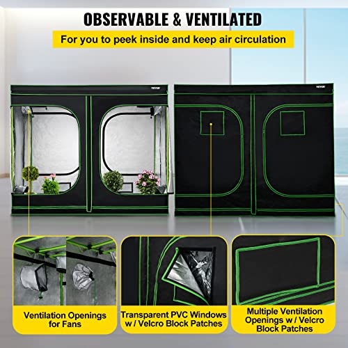 VEVOR Grow Tent, 96" x 48" x 80" Hydroponics Mylar Grow Room with Observation Windows and Removable Floor Tray, 100% Lightproof Large Grow Closet for Indoor Plants Growing, 8'x4' Reflective Plant Tent