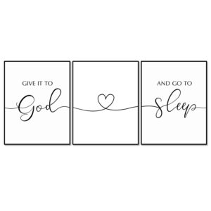 give it to god and go to sleep sign, above bed wall decor, master bedroom signs, bedroom wall art, inspirational decor, signs above bed, bedroom decor, unframed (11x14 inch)