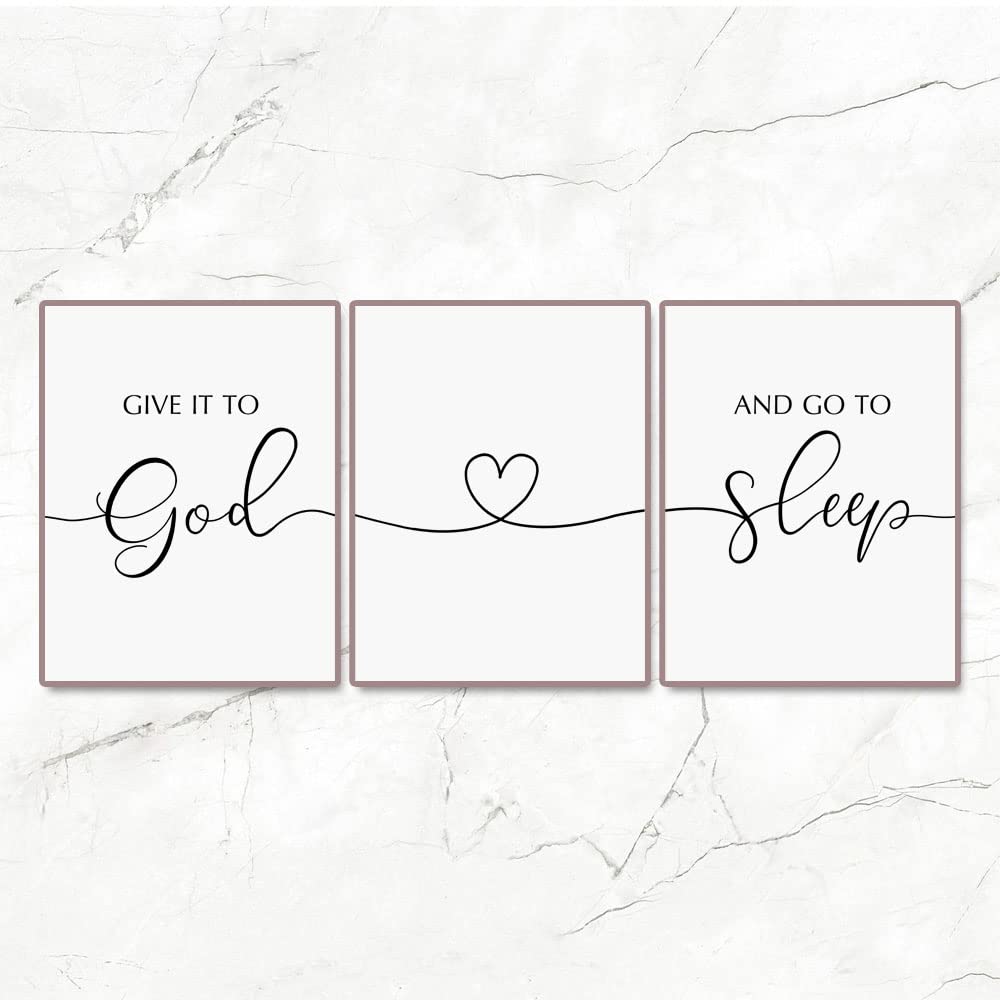 Give It To God And Go To Sleep Sign, Above Bed Wall Decor, Master Bedroom Signs, Bedroom Wall Art, Inspirational Decor, Signs Above Bed, Bedroom Decor, Unframed (11x14 inch)