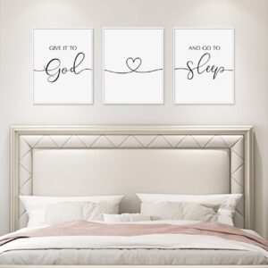 Give It To God And Go To Sleep Sign, Above Bed Wall Decor, Master Bedroom Signs, Bedroom Wall Art, Inspirational Decor, Signs Above Bed, Bedroom Decor, Unframed (11x14 inch)