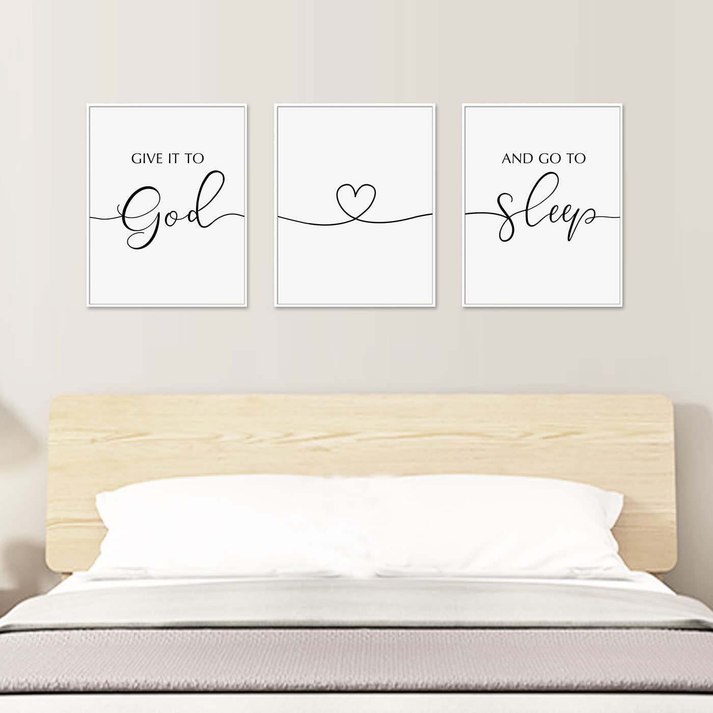 Give It To God And Go To Sleep Sign, Above Bed Wall Decor, Master Bedroom Signs, Bedroom Wall Art, Inspirational Decor, Signs Above Bed, Bedroom Decor, Unframed (11x14 inch)