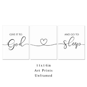 Give It To God And Go To Sleep Sign, Above Bed Wall Decor, Master Bedroom Signs, Bedroom Wall Art, Inspirational Decor, Signs Above Bed, Bedroom Decor, Unframed (11x14 inch)