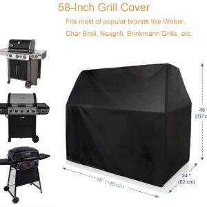 Grill Cover, BBQ Cover, 58 Inch Waterproof Gas Grill Covers, Heavy Duty Patio Outdoor Barbecue BBQ Grill Cover