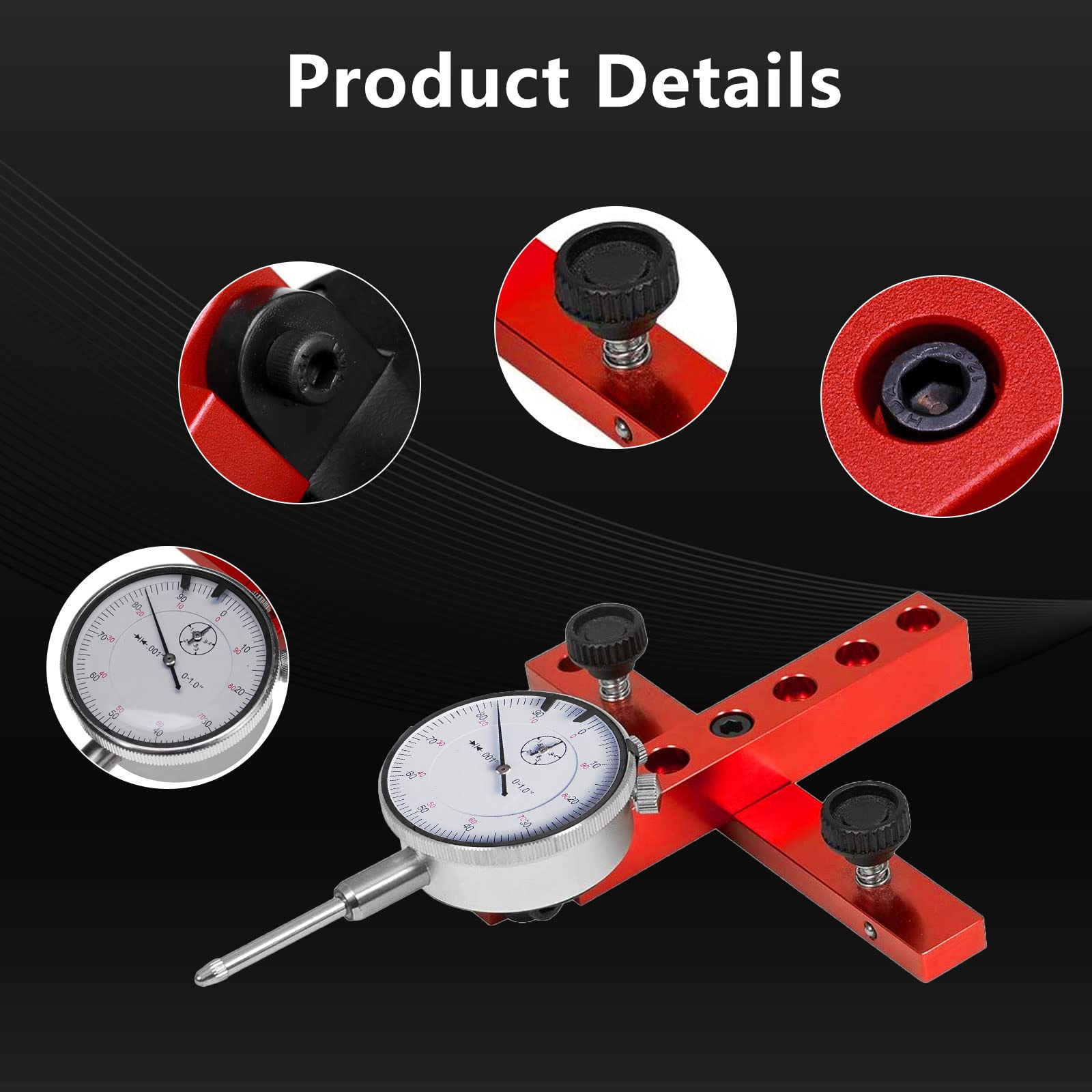 Adjustable Anodized Aluminum Dial Indicator Gauge for Table Saw, Machinery/Tool Alignment System Alignment and Calibration Aligning Calibrating Work Shop Machinery