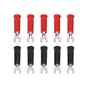 10pcs 4mm u/y type electrical crimp terminals, banana plug adapter insulated fork spade wire connector conversion u plug into banana jack adapter accessories for banana plug multimeter