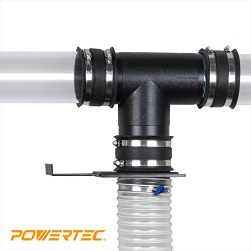 POWERTEC 70107V 4" T-Fitting for Dust Collection Hose, 1 PK