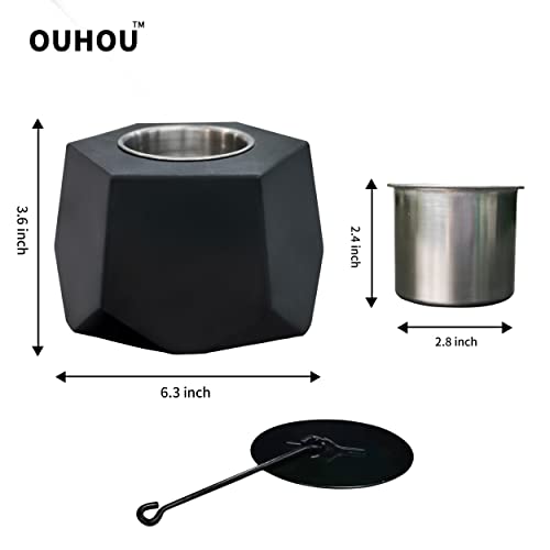 OUHOU Tabletop Fire Pit, Tabletop Fireplaces, Mini Personal Fireplace Bowl, Portable Table Fire Pit, Indoor Outdoor Mini Fire Pit Rubbing Alcohol Fireplace