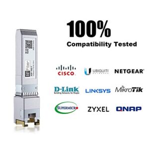 10Gb SFP+ RJ45 Transceiver, 10Gbase-T SFP+ Ethernet Module Support 10G/5G/2.5G/1.25G, Compatible with Cisco SFP-10G-T-S, Ubiquiti UF-RJ45-10G, UniFi, Meraki,MikroTik,Supermicro and More, 30m, 4 Pack