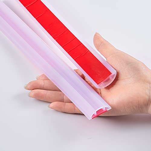 Bathroom Foldable Block water Stopper sealing strip shower threshold dam Self-adhesive silicone shower barrier (39 Inch-Transparent)