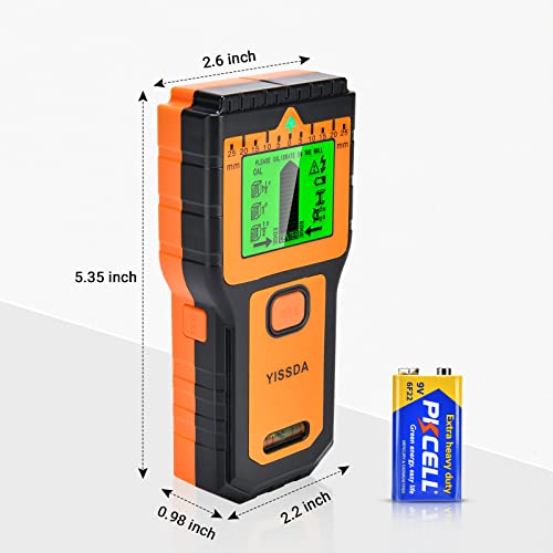 YISSDA Stud Finder Wall Scanner, Upgraded 8 in 1 Magnetic Stud Sensor Wall Detector, with Bubble Level, Nail Beam Finders Center and Edge for Wood AC Wire Metal Studs Joist Pipe, with HD LCD Screen