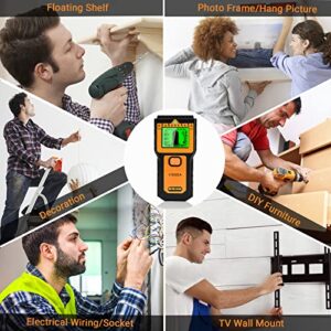YISSDA Stud Finder Wall Scanner, Upgraded 8 in 1 Magnetic Stud Sensor Wall Detector, with Bubble Level, Nail Beam Finders Center and Edge for Wood AC Wire Metal Studs Joist Pipe, with HD LCD Screen