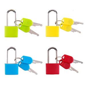 4 pcs suitcase lock with keys, small luggage locks metal padlocks luggage padlocks multicolor mini padlock keyed padlock for backpack locker lock school gym, 4 colors