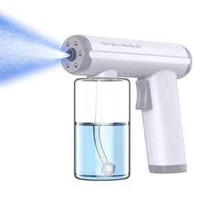 disinfectant fogger machine, electric ulv sprayer touchless disinfection atomizer, litsped handheld nano steam gun with blue light, 300ml, usb rechargeable for indoor outdoor
