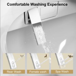 Bidet Toilet Attachment w/Digital Display Temperature, Adjustable Cool to Warm Water, Non-Electric Self Cleaning Dual Retractable Nozzles for Rear & Feminine Wash