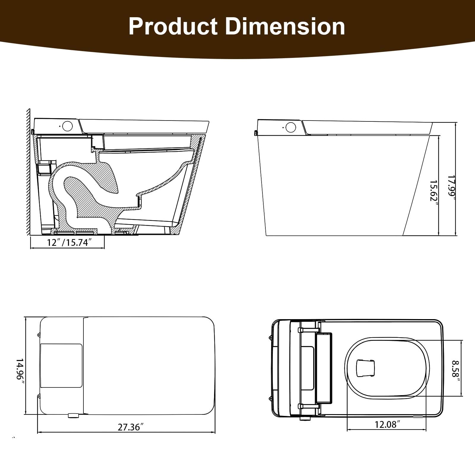 Bidet Toilet Attachment w/Digital Display Temperature, Adjustable Cool to Warm Water, Non-Electric Self Cleaning Dual Retractable Nozzles for Rear & Feminine Wash