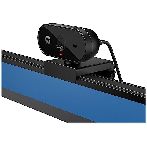 HP 320 FHD Webcam - USB-A Computer Camera with Mic & Privacy Cover - for Desktop, Laptop, & Chromebook - 1080p Resolution w/Wide FOV - Zoom & Teams Compatible - Clip Mount, Tripod Support, & Swivel