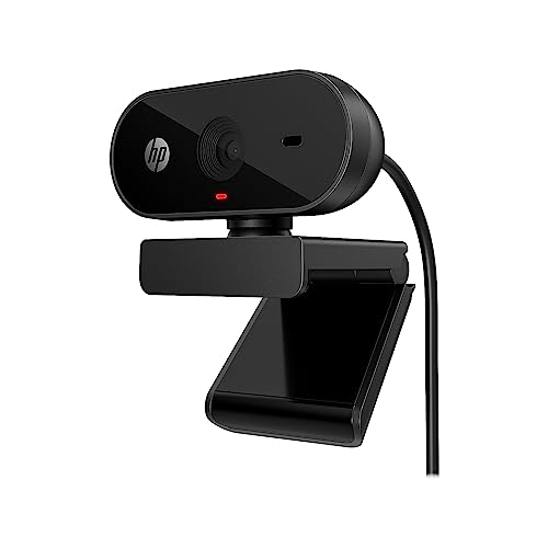 HP 320 FHD Webcam - USB-A Computer Camera with Mic & Privacy Cover - for Desktop, Laptop, & Chromebook - 1080p Resolution w/Wide FOV - Zoom & Teams Compatible - Clip Mount, Tripod Support, & Swivel