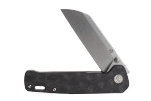 qsp penguin titanium framelock edc pocket knife, marbled carbon fiber handle, s35vn steel, kaviso exclusive (stonewashed)