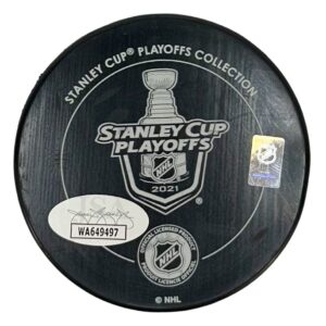 Andrei Vasilevskiy autographed signed 2021 Stanley Cup Puck Tampa Bay Lightning JSA COA