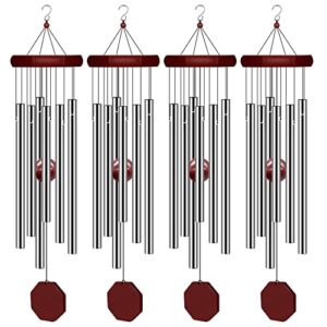 4 pack pgzsy memorial wind chimes outdoor large deep tone, outdoor sympathy wind-chime personalized with 6 tuned tubes, elegant chime for garden patio balcony and home