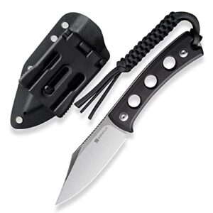 sencut waxahachie fixed blade knife, full tang clip point satin 9cr18mov blade with g10 handle, kydex sheath, waist t-clip for edc survival hunting camping outdoor everyday carry sa11a