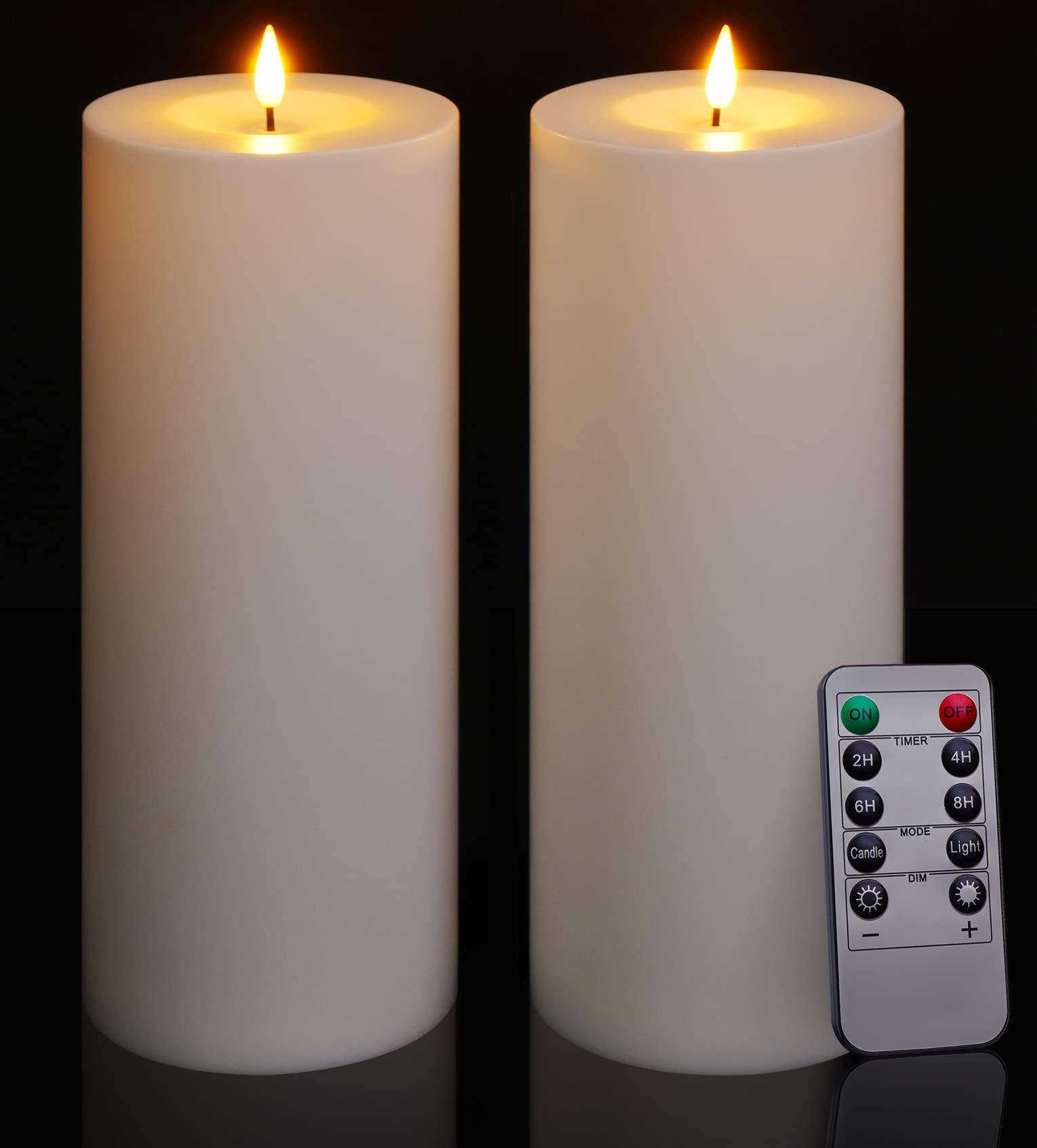 Patiphan Large Flameless Candles Outdoor, 11" x 4" Battery Operated Candles with Remote and Timers, Flickering Flame LED Candles, Waterproof Tall Pillar Candles for Decoration, White Set of 2