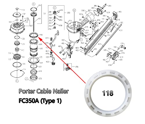 2PCS PU Nailer Collar 910767 Compatible with Porter Cable FC350A Type 1 Type 2 FM350A Type 1 FR350A Type 1