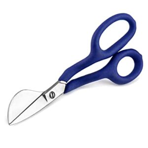 QWORK Duckbill Shears, 7 in Duckbill Applique Scissors, for Carpet Pile, Carpet Punch - Blue