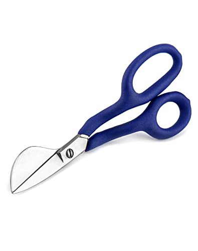 QWORK Duckbill Shears, 7 in Duckbill Applique Scissors, for Carpet Pile, Carpet Punch - Blue