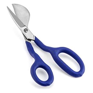 QWORK Duckbill Shears, 7 in Duckbill Applique Scissors, for Carpet Pile, Carpet Punch - Blue