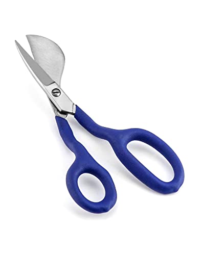 QWORK Duckbill Shears, 7 in Duckbill Applique Scissors, for Carpet Pile, Carpet Punch - Blue