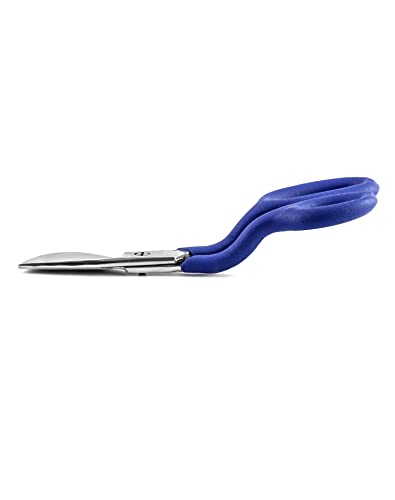 QWORK Duckbill Shears, 7 in Duckbill Applique Scissors, for Carpet Pile, Carpet Punch - Blue