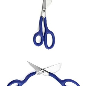 QWORK Duckbill Shears, 7 in Duckbill Applique Scissors, for Carpet Pile, Carpet Punch - Blue