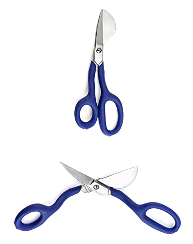 QWORK Duckbill Shears, 7 in Duckbill Applique Scissors, for Carpet Pile, Carpet Punch - Blue