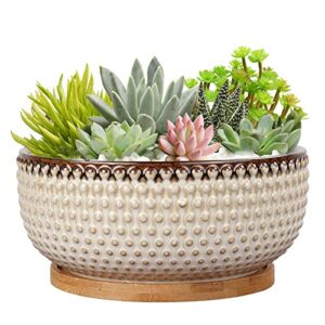 EPFamily 8 Inch Succulent Planter + 5.7 Inch + 4.7 Inch Flower Pot for Indoor Plants