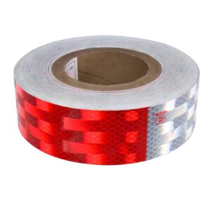 eztar dot-c2 reflective safety tape 2 inch x 150 feet red/white high intensity self adhesive waterproof reflector conspicuity tape for vehicles,trailers,boats,signs